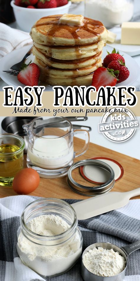 Easy Homemade Pancake Mix Recipe from Scratch | Kids Activities Blog Pancake Mix From Scratch, Easy Pancake Mix Recipe, Homemade Pancake Mix Easy, Diy Pancake Mix, Homemade Pancake Mix Recipe, Easy Pancake Mix, Classic Pancake Recipe, Easy Homemade Pancakes, Pancake Mix Recipe