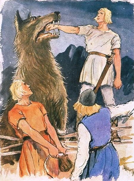 Tyr placing his hand in the mouth of the Fenris wolf. It was the only way to bind him. Fenris Wolf, Norse Myth, Pagan Art, Norse Pagan, Old Norse, Norse Vikings, Mythology Art, Viking Warrior, Viking Age