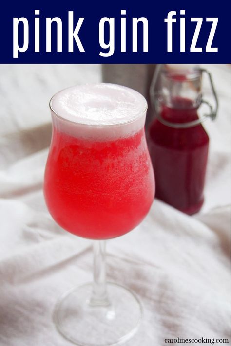 This pink gin fizz is brightly colored and delicately flavored. It's gently aromatic and not too sweet. Perfect whether you want a pink cocktail or just want to try something a little different. Iced Pumpkin Cookies, Gluten Free Vanilla Cake, Sugar Cookie Cups, Chicory Recipe, Swirl Brownies, Chipped Beef, Sloe Gin, Pink Cocktails, Pink Gin