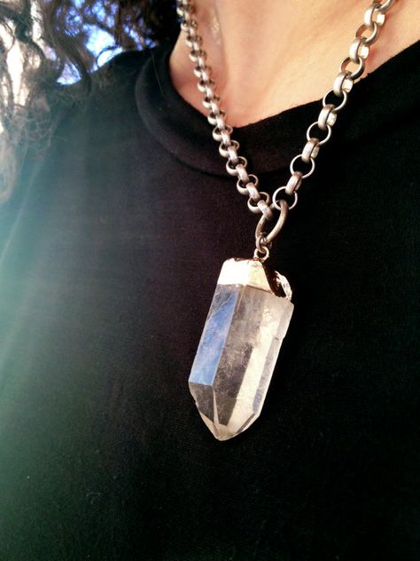 Quartz Crystal Pendant Necklace, Unique Metal Pendant Crystal Necklace, Spiritual Silver Quartz Crystal Necklace, Unique Nickel-free Pendant Crystal Necklace, Spiritual Quartz Pendant Necklaces, Luxury Spiritual Quartz Necklace, Raw Crystal Pendant, Quartz Crystal Pendant, Raw Crystal Necklace