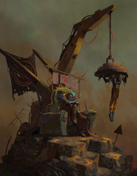 Junkyard empress, Théo DROULEZ (zelud) on ArtStation at https://www.artstation.com/artwork/qb1JD Space Junkyard, Scrap Punk, Junkyard Robot, Portfolio Background, Punk Character, Post Apo, Science Fiction Artwork, What Is An Artist, Space Pirate