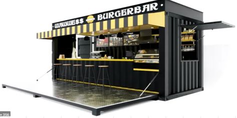 Burger Kiosk Design, Food Trailer Design, Mall Kiosk Design, Trailer Design, Mall Kiosk, Container Cafe, Food Park, Pop Up Restaurant, Coffee Shop Bar