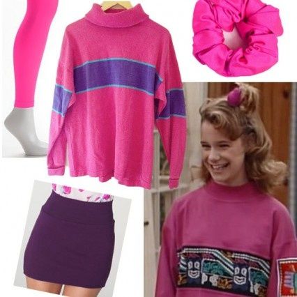 Kimmy Gibler // Full House costume Purple Miniskirt, 90's Costume, Kimmy Gibbler, Drama Classroom, 80s Costumes, Sorority Socials, Loving Personality, 90s Halloween Costumes, Pink Scrunchie