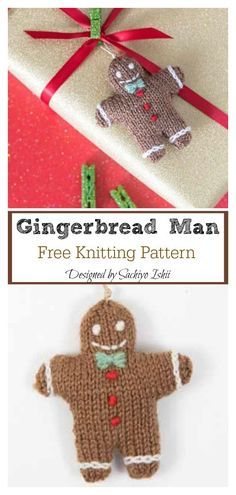 Man Knitting, Gingerbread Man Free, Mens Crochet Beanie, Knitted Christmas Decorations, Christmas Knitting Patterns Free, Diy Tree Decor, Diy Gifts For Men, Ornaments Homemade, Gingerbread Ornaments