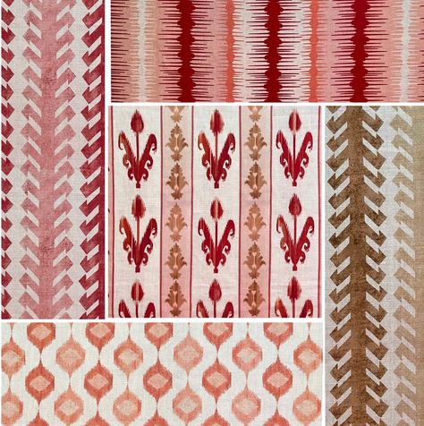 Vermillion and Coral colours Botanica Trading Stripe Range | Ikat Stripes Look Book Big Wall Art, Coral Color, Wall Panels, Look Book, Seamless Patterns, Anthropologie, Upholstery, Coral, Stripes