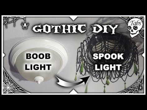 Gothic Light Fixtures Diy, Diy Gothic Boho Decor, Gothic Chandelier Diy, Goth Light Fixture, Gothic Home Decor On A Budget, Gothic Lampshade Diy, Diy Goth Chandelier, Dollar Tree Gothic Decor, Diy Goth Lamp Shade