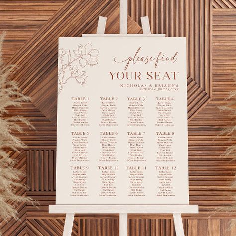 $44.2 | Terracotta Boho Wedding Reception Seating Chart - wedding seating charts, wedding table plan, reception seating posters, find your seat, burnt orange, modern elegant, simple minimalist, rust and copper shades, earthy tones rustic bloom, fall autumn wedding Seating Chart Wedding Fall, Terracotta Seating Chart, Modern Boho Wedding Seating Chart, Autumn Seating Chart, Wedding Signs Terracotta, Wedding Sitting Chart, Autumn Wedding Seating Plan, Reception Seating Chart, Wedding Reception Seating