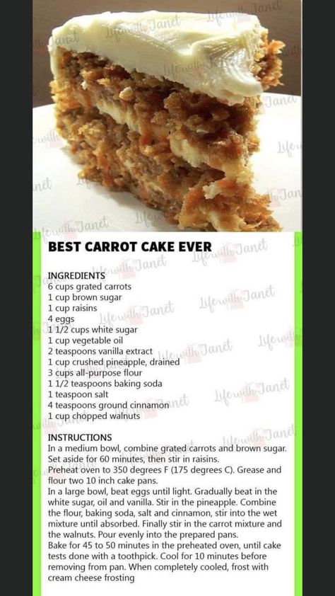 Carrot Cake Recipe With Raisins, Carrot Cake With Raisins, Recipe With Raisins, Cake With Raisins, Best Carrot Cake Ever, Carrot Cake Recipe Homemade, Cake With Pineapple, Cake Recipe Homemade, Carrot Cake Recipe Easy