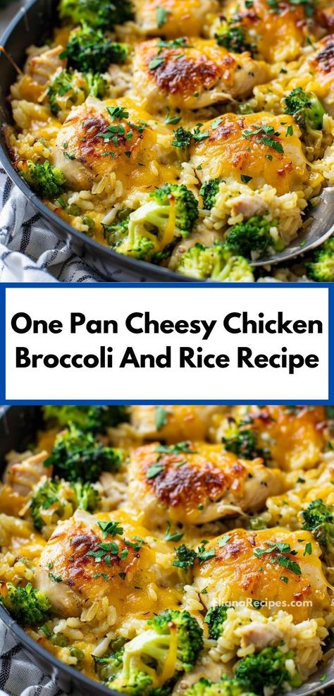 Looking for easy dinner ideas? Try this One Pan Cheesy Chicken Broccoli and Rice recipe! Perfect for family dinners or dinner for two, this cheesy dish is a great addition to your rice recipes collection. Recipes For Large Families, Meal Prep Budget, Chicken Brocoli, Cheesy Chicken Rice, Cheesy Broccoli Rice, Broccoli And Rice, Chicken Over Rice, Cheesy Rice, Chicken Broccoli Rice