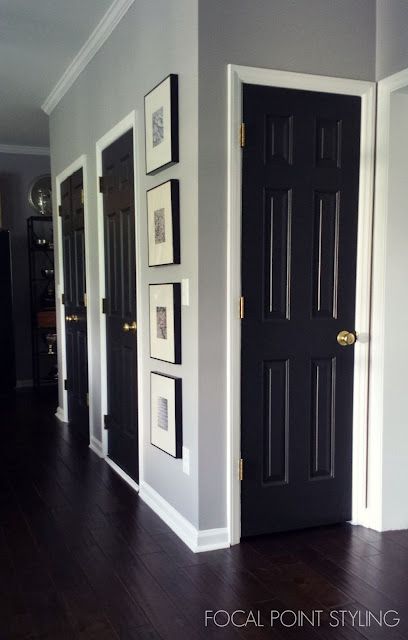 Paint Doors Black, How To Paint Interior Doors, Paint Interior Doors, Interior Doors Black, Painting Interior Doors, Painting Interior Doors Black, Interior Door Colors, Black Interior Door, Painted Interior Doors