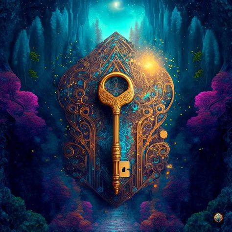 Wiccan Wallpaper, Magick Art, Pop Illustration, Golden Key, Ancient Designs, Magic Aesthetic, Pagan Witchcraft, Celestial Art, Space Pictures