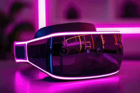 Photo futuristic vr headset in purple an... | Premium Photo #Freepik #photo Pink Neon Lights, Vr Headset, Pink Neon, Neon Lighting, Premium Photo, Neon Pink, Headset, Neon, Purple