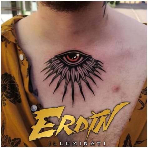 𝚒 𝚕 𝚕 𝚞 𝚖 𝚒 𝚗 𝚊 𝚝 𝚒 ⁶⁶⁶ Eye Tattoo On Chest Man, Eyeball Chest Tattoo, All Seeing Eye Chest Tattoo, မျက်လုံး Tattoo, Eye Chest Tattoo For Men, Knee Eye Tattoo, Chest Eye Tattoo, All Seeing Eye Tattoo Men, Eye Tattoo On Chest