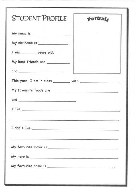 student+profile+template | BCC Intensive English Program Digital Resource Room: Classroom ... Students Profile Ideas, Profile Information Template, Student Profile Template, Interest Inventory Elementary, Portfolio For Students, Student Interest Inventory, Facebook Page Template, Student Profile, Teacher Forms