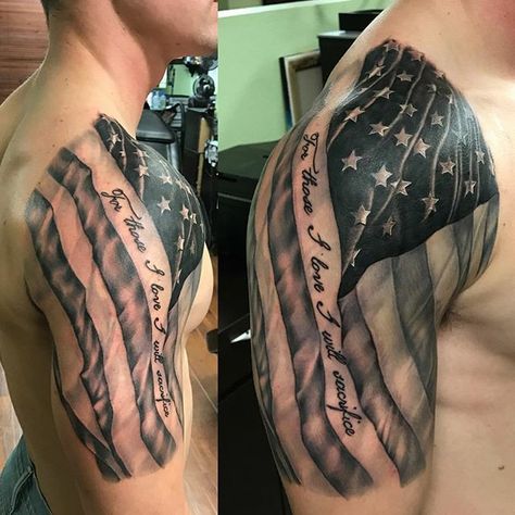 Badge Tattoo Ideas, American Flag Shoulder Tattoo, Flag Shoulder Tattoo, Flag Sleeve Tattoo, American Flag Sleeve Tattoo, Cactus Tattoos, Shoulder Cap Tattoo, Firefighter Tattoo, Flag Tattoos