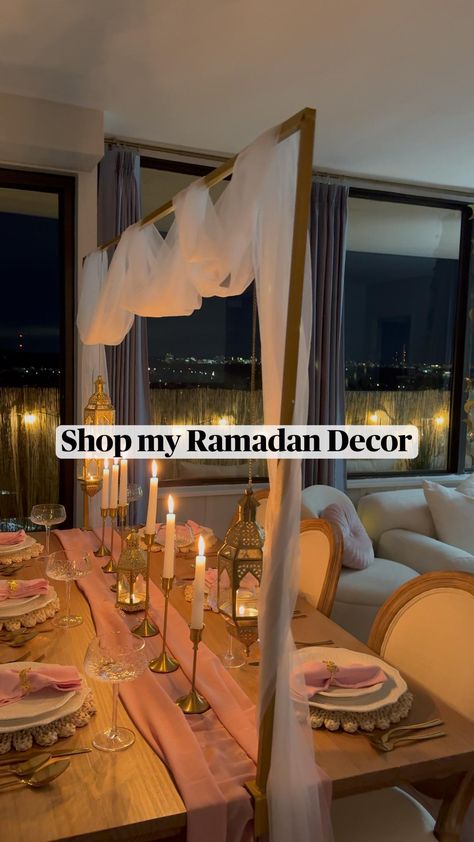 My ramadan decorations 🌙 Absolutely love how my iftar table setup turned out #ramadan #ramadanmubarak #ramadandecor #ramadandecorations #ramadandecor ramadan decor #ramadan_decorations #ramadan_iftar #iftar table setup #table_setup #tablesetup Ramadan Iftar Table, Ramadan Table Setting, Iftar Table, Ramadan Table Decor, Gold Taper Candle Holders, Ramadan Table, Gold Taper Candles, Ramadan Iftar, Led Tea Light Candles