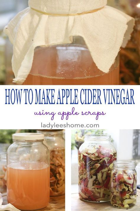 Apple Cider Vinegar Diy, Healthy Apple Cider, Diy Apple Cider Vinegar, Apple Scraps, Apple Cider Vinegar Health, Make Apple Cider, Diy Apple Cider, Apple Cider Vinegar Uses, Make Apple Cider Vinegar