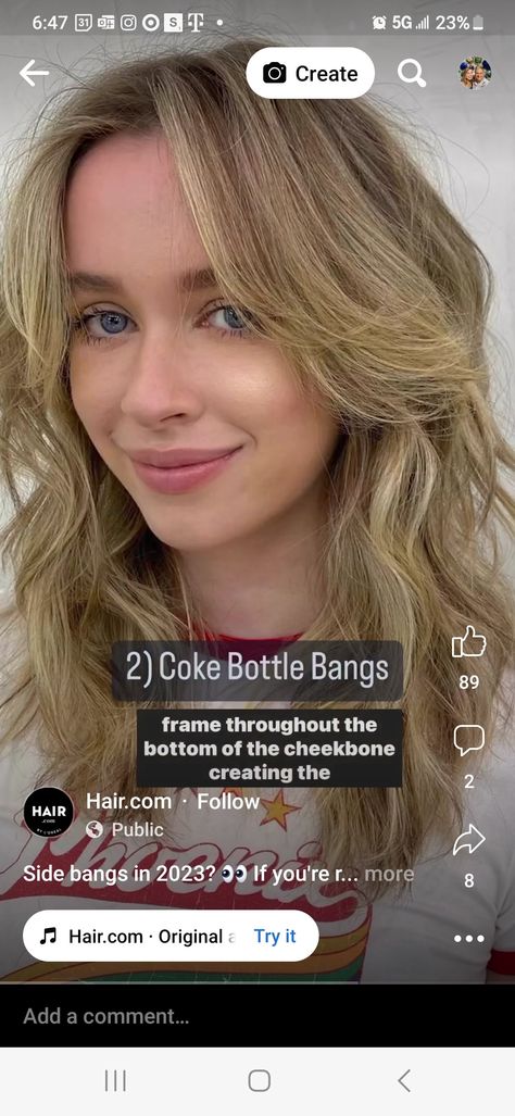 Coke Bottle Bangs, Bottle Bangs, Bottleneck Bangs Diy, Coke Cans In Hair, Lana Coke Necklace, Coke Bottle, Side Bangs, Bangs, Hair Cuts