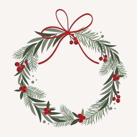 Christmas Vector Free, Christmas Wreaths Illustration, Christmas Wreath Art, Christmas Wreath Watercolor, Christmas Wreath Embroidery, Christmas Wreath Illustration, Merry Christmas Art, Watercolor Christmas Wreath, Christmas Vector Illustration