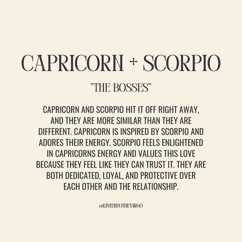 Capricorn Love Compatibility + What Works 💚 #Listentothevirgo Capricorn Scorpio Relationships, Capricorn Men Scorpio Women, Capricorn And Scorpio Relationship, Capricorn Husband, Capricorn Boyfriend, Scorpio And Capricorn Compatibility, Capricorn And Scorpio, Capricorn Love Compatibility, Scorpio Things