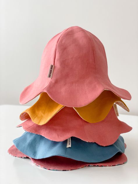 Gnome Hat Sewing Pattern, Free Sewing Pattern Accessories, Quilted Hats Sewing Patterns, Free Hat Sewing Patterns, Tulip Hat Pattern Free, Toddler Bucket Hat Pattern Free, Diy Bonnet Pattern, Baby Hat Patterns Sewing, How To Sew A Hat