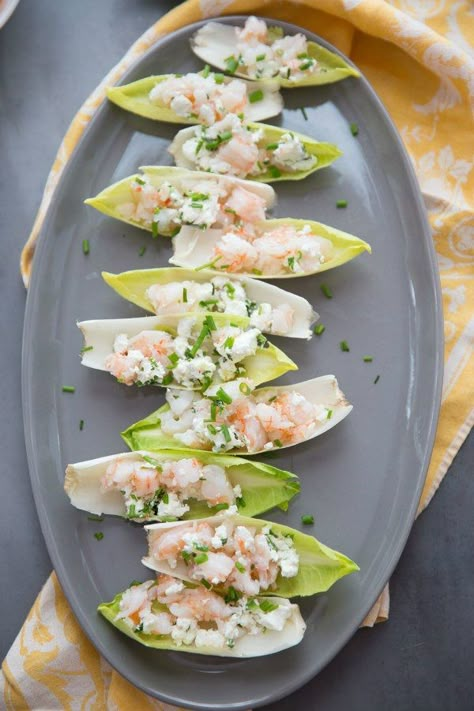 Catering Dishes, Shrimp Stirfry, Endive Appetizers, Shrimp Salad Recipe, Lighter Recipes, Endive Recipes, Lunch Meals, Endive Salad, Canapes Recipes