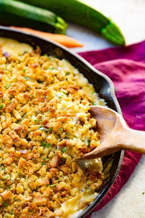 If you're like me, you have a few more zucchinis and yellow squashes from the garden that you need to use up. Well this Creamy Zucchini Sausage Casserole is your answer! #zucchini #zucchinicasserole #casserole #zucchinirecipe #casserolerecipe #familydinner #sausage #stuffing #dinner #dinnerrecipe #oneskillet Zucchini Sausage Casserole, Zucchini Sausage, Food Casseroles, Sausage Casserole Recipes, Summer Squash Casserole, Creamy Zucchini, Zucchini Casserole Recipes, Summer Squash Recipes, Lemon Spaghetti