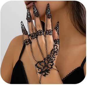 Lace Fingerless Gloves, Personality Gifts, Hand Harness, Finger Bracelets, Gothic Bracelet, Armor Ring, Finger Jewelry, Cosplay Jewelry, Style Gothic