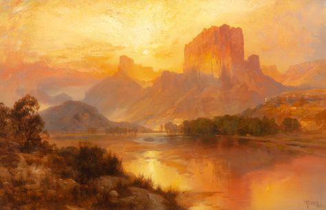 Green River Wyoming, Thomas Moran, Hudson River School, Western Landscape, Landscape Paintings Acrylic, Green River, American Painting, Southwest Art, Oil Canvas