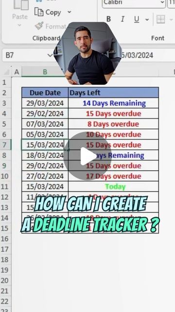 Jorge | Microsoft Excel Coach on Instagram: "📆 How to create a deadline tracker  Watch this to learn! 👀  If you and your team want to get 3x faster at using Excel to make you feel like Excel spreadsheet superheroes...  Comment below 👇🏼 or DM me the word ‘TEAM’ and I will show you how  #excel #tutorial ##exceltips #spreadsheets #managers" How To Make Excel Spreadsheet, Microsoft Excel Tutorial, Excel Shortcuts, Excel Formula, Excel Tutorials, Excel Spreadsheets, Excel Templates, Microsoft Excel, I Will Show You