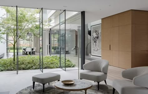 Photo 12 of 17 in Cove House by Stafford Architecture - Dwell Internal Garden, Glass Door Wall, Belle Magazine, Interior Courtyard, Extension Inspiration, Cove House, Patio Interior, Bay House, Courtyard House