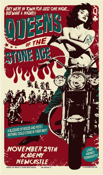 Concert Poster Art, Josh Homme, Rock Poster Art, Vintage Concert Posters, Music Concert Posters, Rock Band Posters, Queens Of The Stone Age, Band Poster, Academy Sports