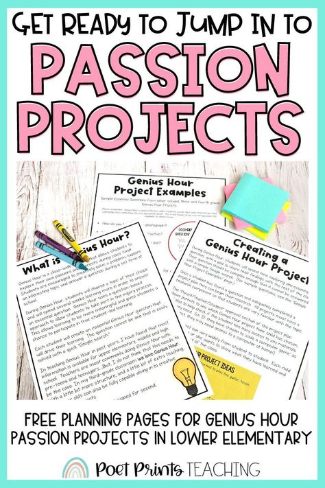 Will your students complete passion projects this year? Do you know how to set up your class to make passion projects successful? Genius Hour is the original passion project - and it can totally be done in 2nd and 3rd grades! Passion Project Middle School, Student Passion Project, Passion Projects Middle School, Passion Project Ideas Elementary, Passion Project Ideas Middle School, Passion Projects Elementary, Passion Project Ideas High Schools, Genius Hour Middle School, Genius Hour Project Ideas