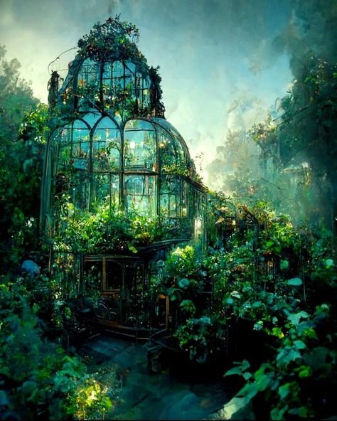 Victorian Greenhouse Conservatory, Fantasy Greenhouse, Forest Greenhouse, Futuristic Garden, Victorian Conservatory, Fantasy Houses, Mc Builds, Victorian Greenhouse, Victorian Greenhouses