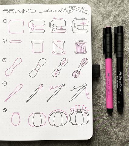 Sewing Journal Ideas, Sewing Doodles, Quilt Doodle, Bullet Journal Icons, Sewing Journal, 6 Ring Binder, Bullet Journal Paper, Bullet Planner, Bullet Journal Mood