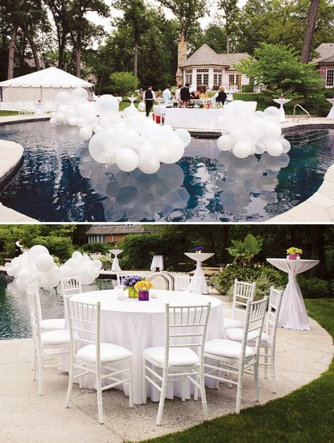 Effortless, elegant and always classy, we love a good white out party. Here's how to throw one this Labor Day weekend. All White Pool Party, All White Pool, White Out Party, White Pool Party, Pool Wedding Decorations, White Party Theme, White Pool, White Party Decorations, Pool Wedding