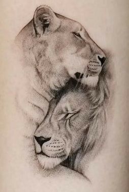 Male And Female Lion Tattoo, Lion Lioness Tattoo Couple, Lion Couple Tattoo, Lion And Lioness Love, Couples Lion Tattoo, Leones Tattoo, Lion Family Tattoo, Lion And Lioness Tattoo, Lion Tattoo Meaning