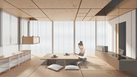 1st Prize Winner: Horror Vacui by Giovanni Cavaglion, Pu Wang, Emanuele Cavaglion, and Xiaoxu Liang Modular Home Designs, Sleeping Pods, Architecture Competition, Secluded Cabin, Micro House, Student Awards, Empty Spaces, River House, Meditation Space