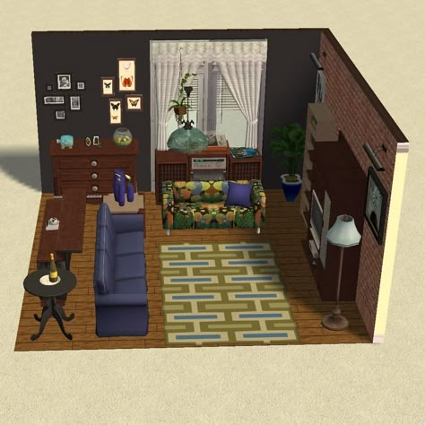 🛋️ Cozy 2000s Living Room ✨ Just created this nostalgic living room in Sims 2, bringing back all those early 2000s vibes! From chunky furniture to warm, inviting colors—it's like stepping back in time. 🌟 Favorites: Plush Sofa: Perfect for lounging with friends. Retro TV Stand: A true Y2K essential. Vibrant Rugs: Adding a pop of color and comfort. Would you hang out here? 💿 #Sims2Design #2000sVibes #CozyLivingRoom #Y2KStyle #SimsBuilds #NostalgicSpaces #HomeDecor #SimsDesign #thesims2 #thesims 2000s Living Room, 2000s Interior Design, Y2k Living Room, Sims 2 House Ideas, Chunky Furniture, Sims 4 Vampire, Sims 2 House, Retro Tv Stand, Inviting Colors