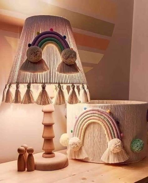 Kids Room Lamp, Table Lamp Diy, Lamps For Kids, Kids Room Chandelier, Baby Lamp, Wooden Bead Chandelier, Diy Table Lamp, Boho Kids Room, Macrame Baby