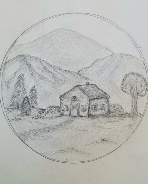 Drawing Inside A Circle, Drawing In Circle, Window Drawing, Beauty Culture, Independance Day, Circle Drawing, House Sketch, Drawing Journal, New School Tattoo