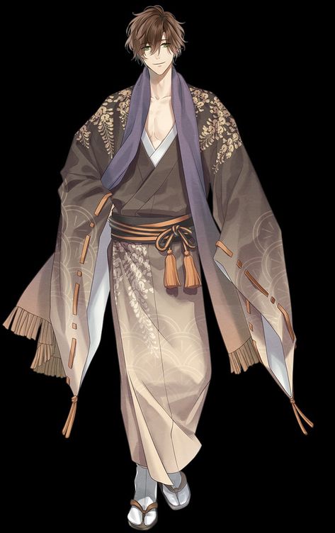 Male Kimono Reference, Kimono Outfit Male, Anime Guy Kimono, Yakuza Clothes, Male Kimono Drawing, Yukata Male, Men's Yukata, Upper Moons, Japan Dress