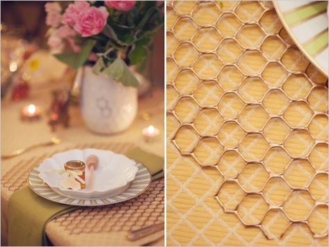 honeycomb placemat-is this something we could use for under the baskets? Free Bridal Shower Printables, Bridal Shower Honey, Diy Honeycomb, Tie The Knot Wedding, Honey Wedding, Honeycomb Decorations, Bee Baby Shower Theme, Wedding Congratulations, Bee Baby Shower