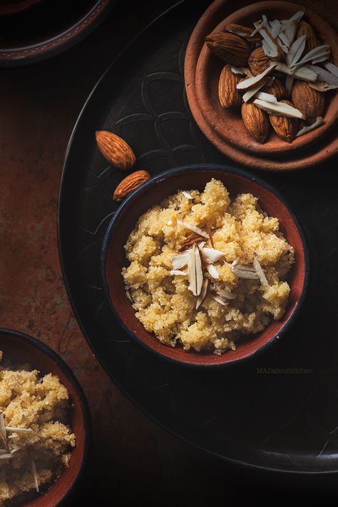 SOOji ka Halwa - Crispy & Crunchy Halwa - MADaboutkitchen Halwa Photography, Dessert Corner, Vegetables Dishes, Food Flatlay, Foodie Art, Kerala Food, Indian Dessert, Moody Photography, Lakshmi Images