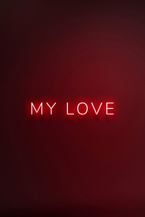 Glowing my love neon typography on a red background | free image by rawpixel.com Neon Gradient, Red Silhouette, Gradient Illustration, Neon Typography, Red Quotes, Dark Red Background, Rainbow Butterflies, Red Background Images, Dark Red Wallpaper