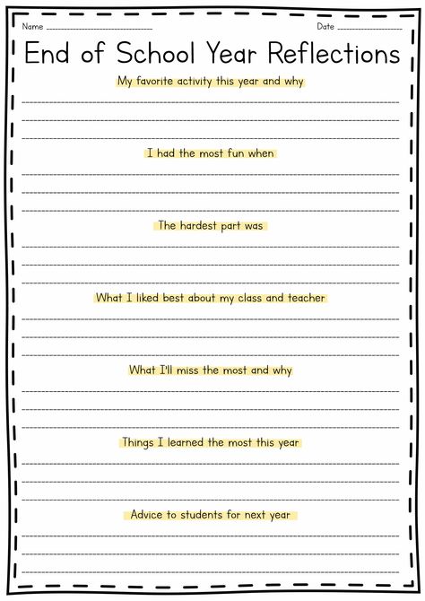 End Of Year Writing Activity, Last Day Of School Worksheets, Last Day Of School Party, Reading Interest Survey, Preschool Memory Book, 4th Grade Writing Prompts, Year End Reflection, School Year Memories, Student Survey