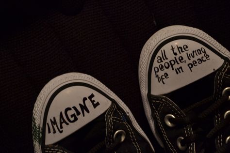 Imagine By John Lennon, Cover Playlist, People Living Life, Imagine All The People, John Lennon Imagine, Converse Design, Grunge Shoes, Dr Shoes, Shotting Photo