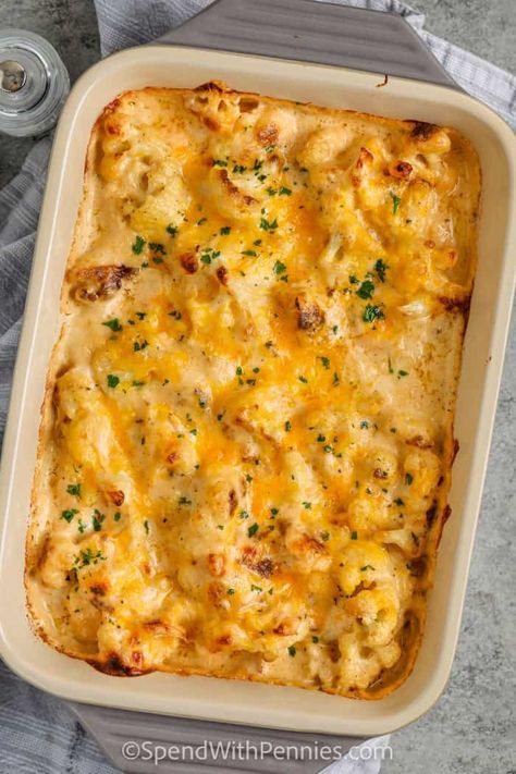 Cauliflower au gratin is a deliciously filling casserole and no one will know it’s keto! Add broccoli for a pop of color or chunks of ham for some extra protein. #spendwithpennies #caulifloweraugratin Broccoli Cauliflower Au Gratin, Broccoli And Cauliflower Casserole, Cauliflower Au Gratin, Cauliflower Side Dish, Casserole Side Dishes, Broccoli And Cauliflower, How To Make Cauliflower, Cauliflower Gratin, Extra Protein