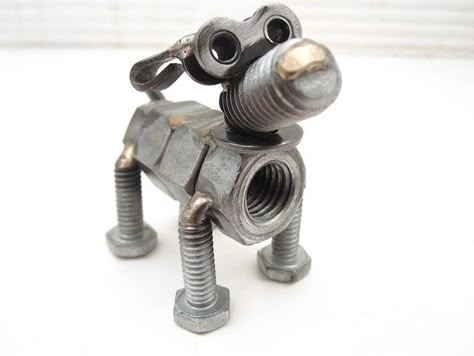 welded nuts and bolts dog sculptures | Nuts and Bolts Dog Sculpture | Flickr - Photo Sharing! Welding Idea, Bolt Dog, Welding Ideas, Welding Crafts, Metal Ideas, Recycled Metal Art, Welding Art Projects, Metal Welding, Metal Yard Art