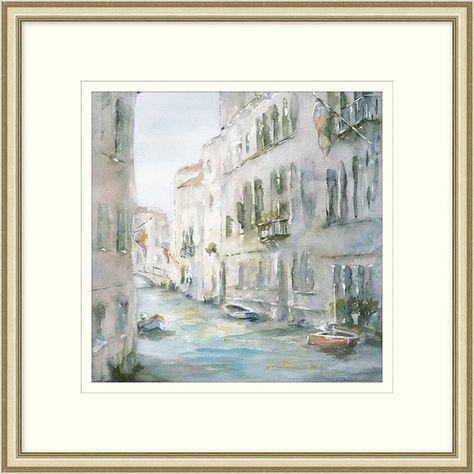 Be transported to a bustling city setting with our Summer Travels framed art. Enjoy an afternoon lunch alfresco or cross over the bridges of Germany. Stroll the streets of New York or take a gondola down Venice's romantic canals. The story is yours and you can create it with one, two, three or four of our pastel, printed pieces. Each comes under glass in a silver leaf poly frame. Watercolor City, Wendover Art, Wendover Art Group, Paper Wall Art, City Scene, Picture Frame Painting, Painting On Paper, Frame Painting, Lake View